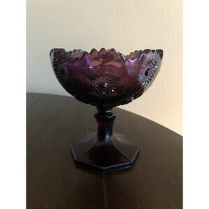 L.E. Smith Moon & Stars Amethyst Glass Compote
